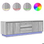 Console tv vent - flash - banc tv meuble tv - avec lumi�res led sonoma gris 1605x41x50 cm - meuble de ...