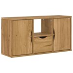 Console tv vent - flash - banc tv meuble tv - avec tiroir odda 79x24x40 cm bois massif pin - meuble de ...