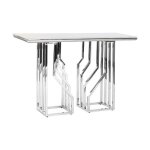 Console en verre et acier - marque - modle - blanc - verre