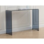 Console en verre tremp� courb� et fum� - noir - alonzo