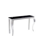 Console verre tremp� effet marbre noir chrome 120x40x78 cm baroque