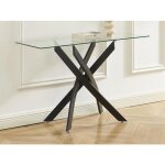 Console en verre tremp et mtal noir - transparent - cosima