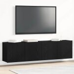 Meuble tv mural vidaxl ch�ne noir 160 x 30 x 41 cm - 2 modules bois ding�nierie
