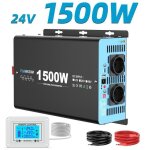 Convertisseur 24v 230v camion pur sinus 1500w onduleur t�l�commande 2 usb �cran pour panneau solaire ...