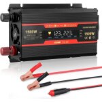Convertisseur de tension 1500w convertisseur onduleur de voiture avec allume cigare prise1 prise ac et ...