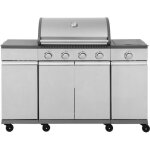 Cooking box barbecue  gaz brisbane - cuisine inox - 142x57x112 cm - surface de cuisson : 70x42 cm - ...