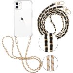 Coque avec lot de 2 cordon pour apple iphone 11 61 tui de tlphone avec chaine mtallique bandouliere ...