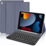 Coque clavier - e. f. connection - pour ipad 102 (2019 / 2020 / 2021) cuir pu violet - clavier bluetooth ...