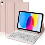 Coque clavier - e. f. connection - pour ipad a16 (11) / ipad 10 2022 (109) synth�cuir rose avec clavier ...
