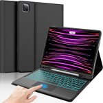 Coque clavier pour ipad pro 12. 9 pouces - azerty fran�ais d�tachable r�tro�clair� trackpad bluetooth ...
