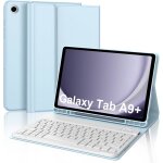Coque clavier pour samsung galaxy tab a9 + / tab a9 plus 2023 11 azerty clavier d�tachable bleu ciel
