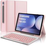Coque clavier - 040parts - samsung galaxy tab s10 + - azerty - r�tro�clair� - d�tachable