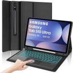 Coque clavier pour samsung galaxy tab s10 ultra 146 2024 - azerty fran�ais touchpad clavier r�tro�clair� ...