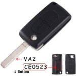 Coque de cl� de voiture peugeot 207 307 308 407 pour citroen c2 c3 c4 2boutons(va2 523 2b)