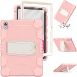 Coque ipad a16 11 - protection intgrale antichoc - rose - silicone - pc rigide - support arrire