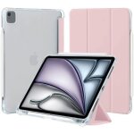 Coque pour ipad air 13 et pro 129 - protection rose - silicone - porte - stylet - rabat veille Coque pour ipad air 13 et pro 129 - protection rose - silicone - porte - stylet - rabat veille