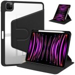 Coque pour ipad pro 129 (3 / 4 / 5 / 6 2018 2020 2021 2022) housse rotative avec porte - stylet - noir ...