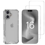 Coque pour iphone 16 et 2 films verre tremp� protection ecran phonillico�