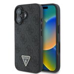 Coque pour iphone 16 - guess cuir 4g triangle strass triangle (guhcp16sp4tdpk) - noir Coque pour iphone 16 - guess cuir 4g triangle strass triangle (guhcp16sp4tdpk) - noir
