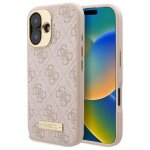 Coque pour iphone 16 - guess hardcase 4g logo plate magsafe (guhmp16su4gprp) - rose