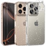 Coque pour iphone 16 pro max et 2 vitres verre tremp 2 protge camra silicone transparent paillett ...