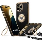 Coque de protection - booling - pour iphone 16 pro max - silicone souple - cordon - anneau rotatif