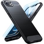 Coque pour iphone 17e / 16e + 2 verres tremp� etui housse carbone vitre protection ecran verre tremp� ...