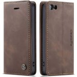 Coque iphone 5 / 5s / se 2016 - caf�z - anti - choc - cuir premium - flip case portefeuille