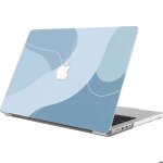 Coque de protection pour macbook air 13 - booling - m5 m4 m3 m2 - antid�rapante - motif fluide bleu - ...