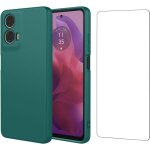 Coque pour motorola moto e14 / g04 / g24 + verre tremp - etui housse silicone vert fonc vitre protection ...
