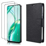 Coque pour motorola moto e15 / g05 / g15 / g15 power noir + x2 verres tremp� etui housse portefeuille ...