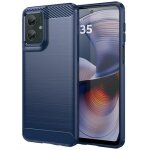 Coque pour motorola moto g55 5g - housse etui silicone gel carbone + verre trempe - bleu fonce