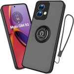 Coque pour motorola moto g84 5g avec cordon 360 metal anneau magnetic support tui mat translucide rigide ...