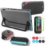 Coque pour nintendo switch 2 avec 2 verre tremp� transparent dockable etui rigide console housse joy ...