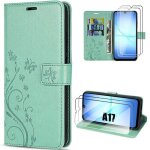 Coque de protection - booling - pour samsung galaxy a17 4g / 5g - cuir pu antichoc vert papillon - 2 ...