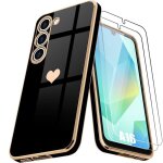 Coque de protection pour samsung galaxy a16 4g / 5g - booling - motif coeur - noir - 2 vitres