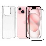 Coque de protection souple silicone transparente + verre trempé avec bords noir pour iphone 15 6. 1 - ... Coque de protection souple silicone transparente + verre trempé avec bords noir pour iphone 15 6. 1 - ...