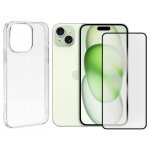 Coque de protection souple silicone transparente + verre trempé avec bords noir pour iphone 15 plus 6. ... Coque de protection souple silicone transparente + verre trempé avec bords noir pour iphone 15 plus 6. ...