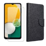 Coque pour samsung galaxy a07 4g / a06 4g noir + verre tremp� etui housse portefeuille vitre protection ...