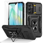 Coque antichocs - samsung - galaxy a16 4g / 5g - noir - 2 vitres verre trempé - support rotatif Coque antichocs - samsung - galaxy a16 4g / 5g - noir - 2 vitres verre trempé - support rotatif