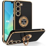 Coque pour samsung galaxy a16 5g / 4g - silicone souple avec anneau rotatif - noir