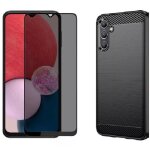 Coque pour samsung galaxy a26 5g + verre tremp� anti espion - etui housse noir carbon vitre anti espion ...