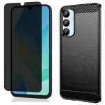 Coque pour samsung galaxy a36 5g / a56 5g + verre tremp anti espion - etui housse noir carbon vitre ...