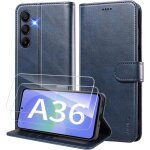 Coque pour samsung galaxy a36 5g etui coque avec 2 verre tremp� porte carte clapet � rabat portefeuille ...