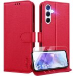 Coque pour samsung galaxy a55 5g coque etui portefeuille cuir avec verre tremp protection cran porte ...