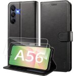 Coque pour samsung galaxy a56 5g - 1001 piles batteries - cuir pu - verre tremp� - portefeuille noir