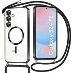 Coque pour samsung galaxy s24 fe protection avec cercle magn�tique film cam�ra et cordon noir