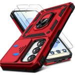 Coque pour samsung galaxy s25 / s24 et 2 vitres en verre tremp� hd massilia tech - rouge mat