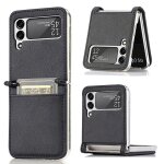 Coque samsung galaxy z flip 3 pu cuir fente pour carte support de tlphone - noir