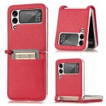 Coque samsung galaxy z flip 3 pu cuir fente pour carte support de téléphone - rouge Coque samsung galaxy z flip 3 pu cuir fente pour carte support de téléphone - rouge